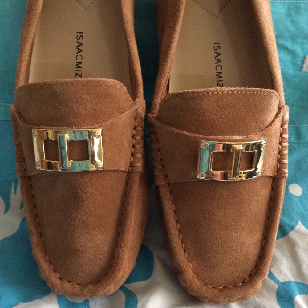 Isaac Mizrahi Live Suede Flats with Gold Hardware, 6